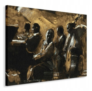 Blues on Gold - Canvas Painting 80x60 cm