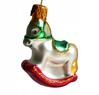 Vianočné ozdoby - Sklenené bahno, mini formy, figurína hojdacieho koňa1
