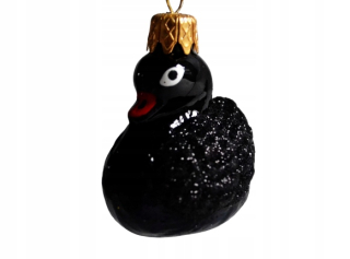 Vianočné ozdoby - Sklenený bauble, mini forma, figurína Swan 1