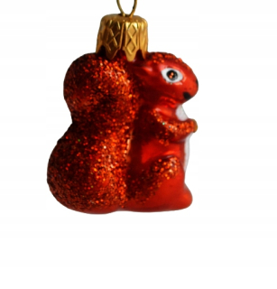 Vianočné ozdoby - Sklenené beda, mini forma, veveričková figurína