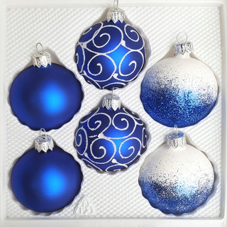 Vianočné ozdoby - Baubles 6cm/6ks mix dekor vianočné stromčeky