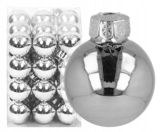 Vianočné ozdoby - Strieborné plastové vianočné gule 2,5 cm 36 ks