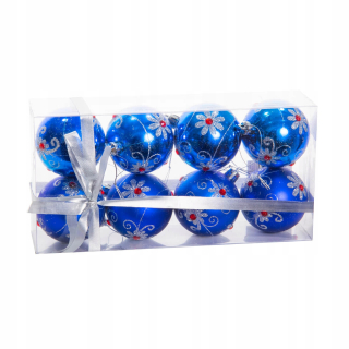 Vianočné ozdoby - Modré vianočné gule 6 cm set 8 ks.