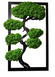 Dekoratívny mach - Bonsai strom s machom, krásny obdĺžnikový mach, 55x32