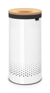 Kôš na prádlo - Brabantia Kôš na bielizeň 35L biely / korkový obal
