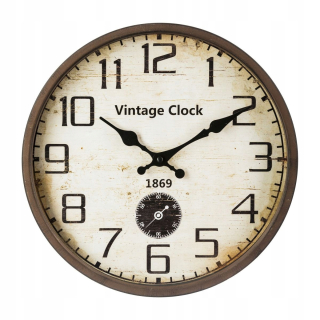 Hodiny - Vintage okrúhle hnedé tiché hodiny na povalu