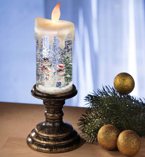 Svietník, lampáš - Brocade vianočné sviečka LED snehuliak
