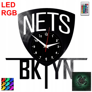 Hodiny - Brooklyn Nets LED Nástenné hodiny vinylové platne