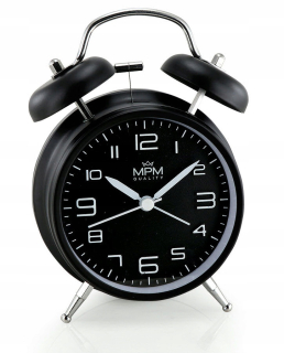 Hodiny - Budík MPM LOUD čierna retro 11 cm C01.3857.9090
