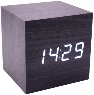Hodiny - Budík drevené hodiny LED teplomer USB kocky