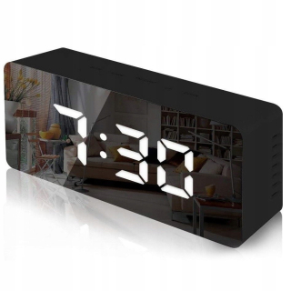 Hodiny - Budík hodinky hodiny alarm teplomer zrkadlo 4v1