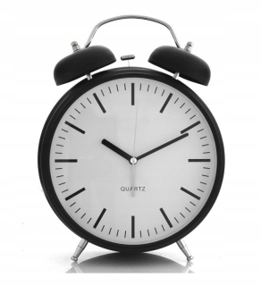 Hodiny - Budík s vyzváňaním hlasno BIG retro čierny 33 cm