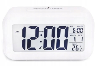 Hodiny - Budík clock budík digitálne hodiny biela alarm