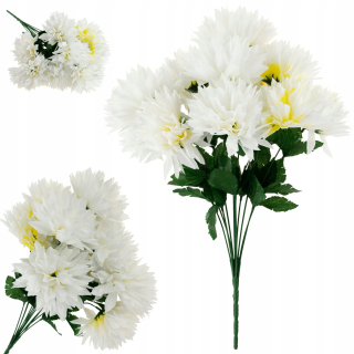 Chrysanthemum kytica 12 kvety umelé biele 50 cm
