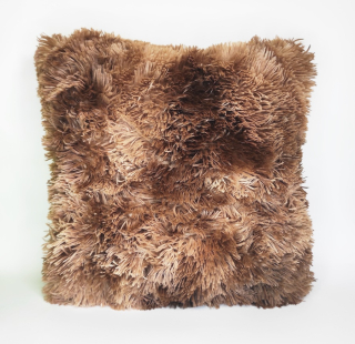 Obliečka na vankúš - Tieňovaný hnedý vankúš 45x45 kožušina chlpatý