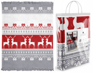 Prikrývka na posteľ - Detexpolová prikrývka bavlna 200 x 150 cm biela, odtiene červenej, odtiene modrej