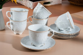 Porcelán, servis - Čajový a kávový servis Ćmielów Rococo Złota Linia 3604 18 ks.