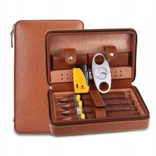 COHIBA Humidor s koženým a dreveným puzdrom na cigary