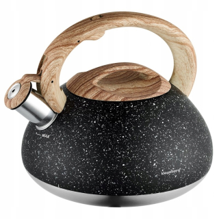 Čajník, kanvica na čaj - KETTLE 2,7 l MARBLE píšťalka čierna Klausberg