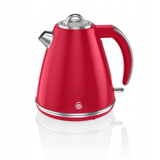 Čajník, kanvica na čaj - Varná kanvica labuť retro 1,5l červená 3000W