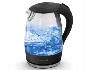 Čajník, kanvica na čaj - Esperanza LED Kanvica Salto Angel Glass Black