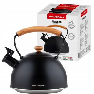 Čajník, kanvica na čaj - Kanvica na plyn čierny matný 2,3l dreva indukcie
