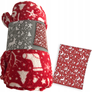 Prikrývka na posteľ - Carbotex Polyester 200 x 150 cm biely, odtiene červenej