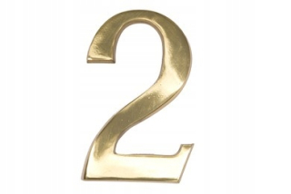 Číslo na dom - „2“ číslica pre dom 10 cm mosadz