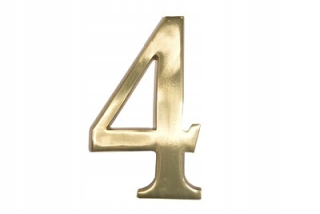 Číslo na dom - "4" číslica pre dom 10 cm mosadz