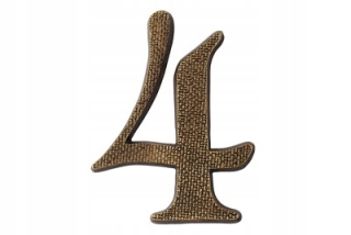 Číslo na dom - Na domčeku je vyznačená číslica "4" s 18cm patinou