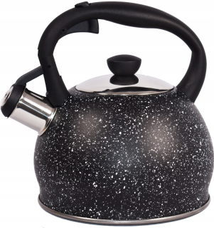 Čajník, kanvica na čaj - Kanvica s píšťalkou mramoru čierne 1.8L 1427