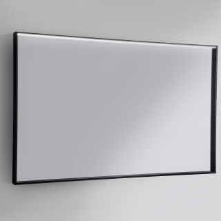 Zrkadlo - Čierna nástenná zrkadlo s rámom a LED 105x75x5 cm