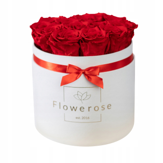 Red Eternal Roses White FlowBox Classic L