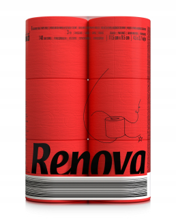 Toaletný papier - Červený toaletný papier Renova 6 ks