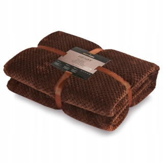 Prikrývka na posteľ - KOC DECOKOVANIE MIKROFIBER 150 x 70 cm odtieňov hnedej
