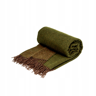 Prikrývka - Rena Home vlnená deka 140 cm x 200 cm odtiene hnedej, odtiene zelenej