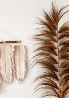 Boho dekorácie s exotickou trávou do vázy