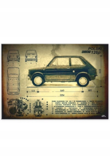 Maluch batoľa vintage kovový automobil 59,4 x 42 cm