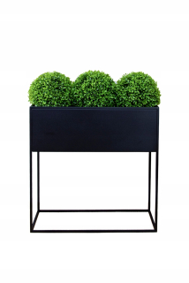 Stojan na kvety - Kovový obdĺžnikový box Corfu, 60 cm čierna