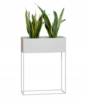 Stojan na kvety - Kovové kvetináče obdĺžnikové rodes, 85 cm biela