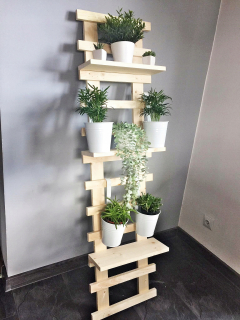 Stojan na kvety - Drevený rebrík 150 cm, kvetinový záhon, stojan, regály