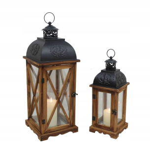 Lampáš, svietník - Drevená lampa lampa luster 58 + 41 cm