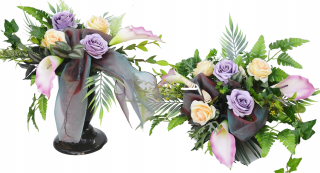 Veniec, kvety ikebana na hrob - Veľký trstiny, kytice na cintoríne ako živá