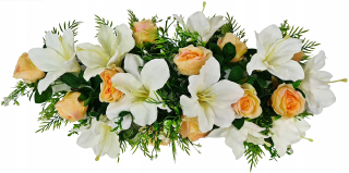 Veniec, kvety ikebana na hrob - Veľká kytica Rose Lily X21 ks. Pripravené zloženie