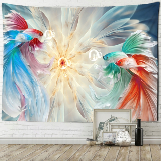 Mŕtve listy Lotus Koi Wall Hanging Art na