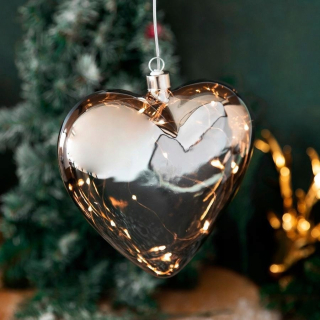 Svietník, lampáš - LED sklenené dekorácie Vianočné srdce