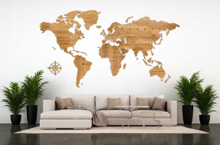 Dekoratívna drevená mapa 150 cm zlatý dub