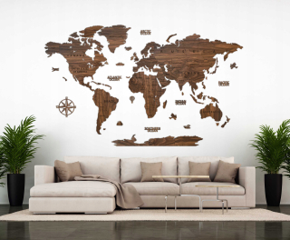 Nálepka na stenu - Dekoratívna mapa dreva 150cm ORech TMAVÝ PREMIUM