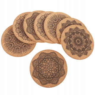 Podložka na stôl - Mandala okrúhle korkové podložky s stojanom