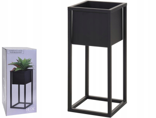 Stojan na kvety - Kovový kvetináč Stojací záhon ČIERNY LOFT 50 cm